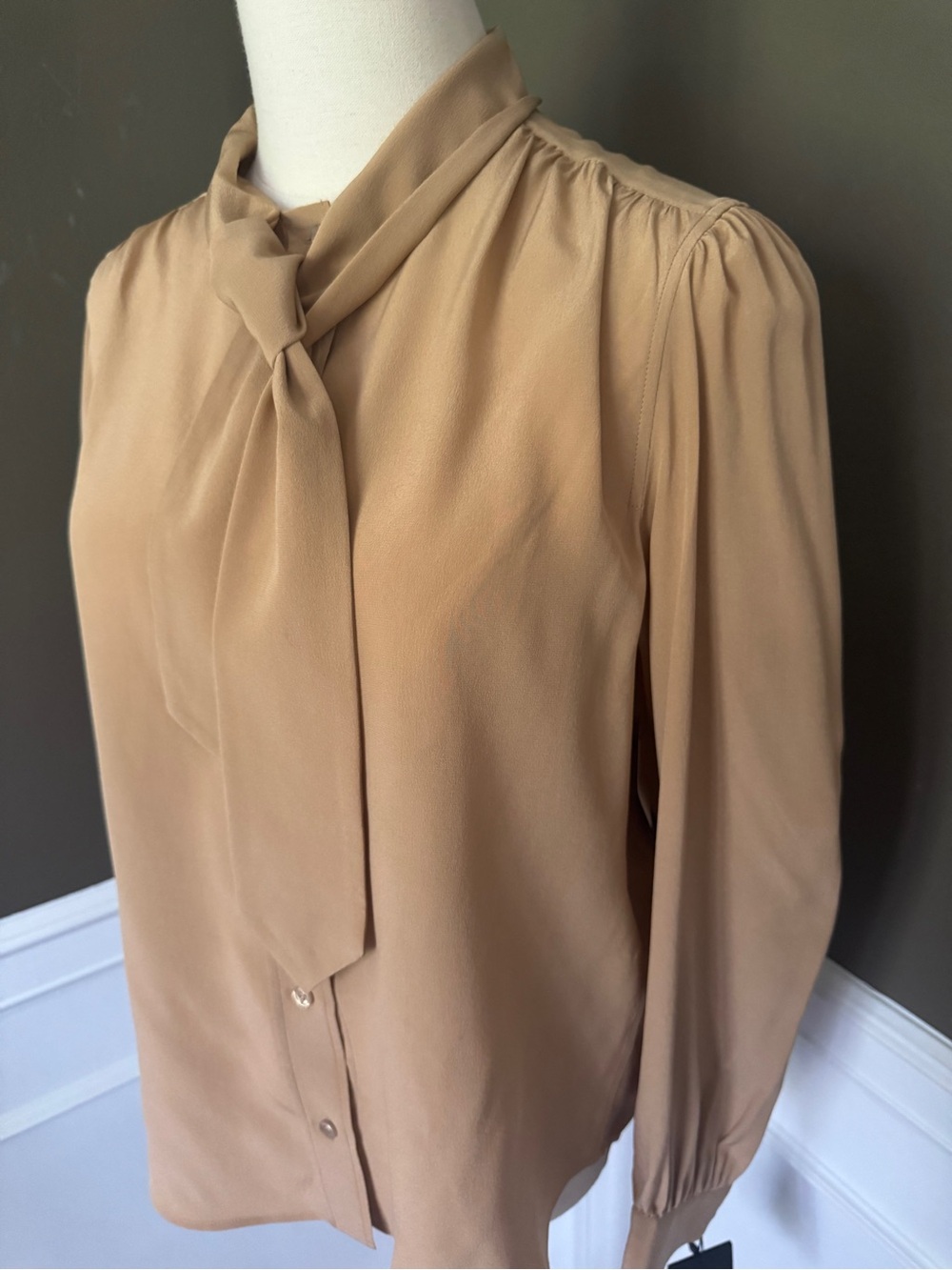 Saint Laurent Paris Silk Tie Front Blouse. Size 40. NWT. - Picture 2 of 5